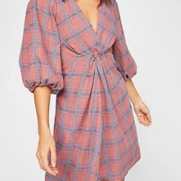 Free People Dresses & Skirts - Free people pink plaid dress